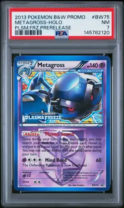 2013 POKEMON B&W PROMO PLASMA FREEZE PRERELEASE #BW75 METAGROSS-HOLO PSA 7 - Image 1