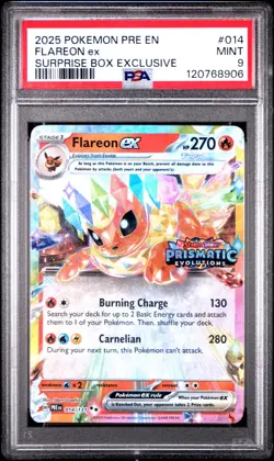 2025 POKEMON PRE EN-PRISMATIC EVOLUTIONS SURPRISE BOX EXCLUSIVE FLAREON EX PSA 9 - Image 1