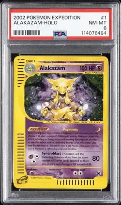2002 POKEMON EXPEDITION #1 ALAKAZAM-HOLO PSA 8 - Image 1