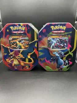 Pokemon TCG Mega Charizard X + Y EX 2x Tin Bundle Sealed New - Image 1