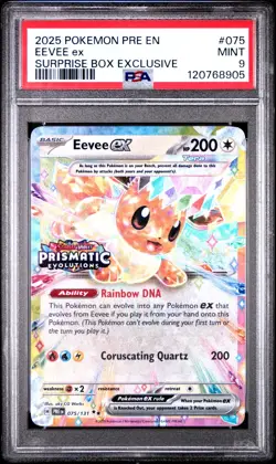 EEVEE #075 SURPRISE BOX EXCLUSIVE STAMPED PROMO 2025 POKEMON PRISMATIC PSA 9 - Image 1