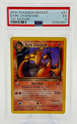 1st Edition Dark Charizard 21/82 PSA 5 Team Rocket Graded Pokemon Card - Image 1