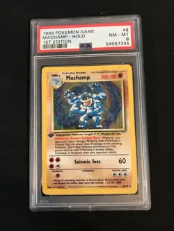 MACHAMP #8 HOLO 1ST EDITION PSA 8 POKEMON BASE SET 1999 - Image 1