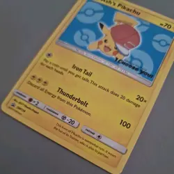 Ash’s Pikachu SM114 Sun & Moon Ultra Rare Non Holo Promo Pokemon Card MINT - Image 2