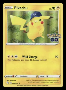 Pikachu 028/078 Holo Rare Pokemon GO Pokemon NM/M - Image 1