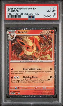 2025 POKEMON SVP EN-SV BLACK STAR PROMO #167 FLAREON PSA 8 - Image 1