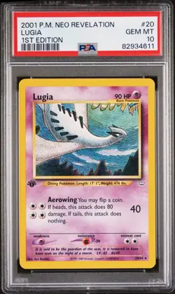 2001 Pokemon Neo Revelation 1st Edition Lugia #20/64 PSA 10 Low Pop (179) - Image 1