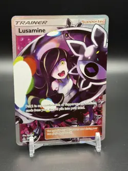 2018 POKEMON SUN & MOON ULTRA PRISM #153 FULL ART/LUSAMINE - PSA 1 CONTENDER - Image 1