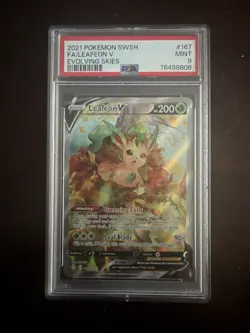 Pokemon Leafeon V Full Art Ultra Rare Holo SWSH07 Evolving Skies 167/203 PSA 9 - Image 1