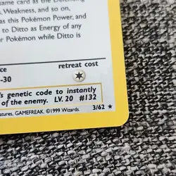 Pokemon Ditto Fossil 3/62 Holo Rare Basic 50 HP Unlimited Wizards 1999 - Image 4