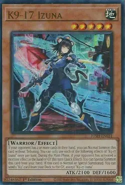 K9-17 Izuna JUSH-EN031 Justice Hunters 1st Edition Ultra Rare NM Yugioh UR - Image 1