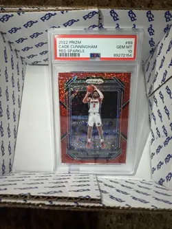 2022-23 Panini Prizm Cade Cunningham Red Sparkle PSA 10 #89 Detroit Pistons SSP - Image 1