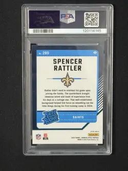 2024 Panini Optic Rated Rookie Spencer Rattler #289 Purple Shock PSA 10 - Image 2