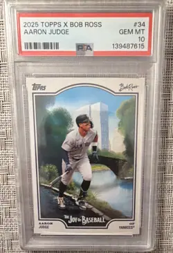 Topps 2025 X Bob Ross Aaron Judge #34 PSA 10 Yankees Baseball Card - Image 1