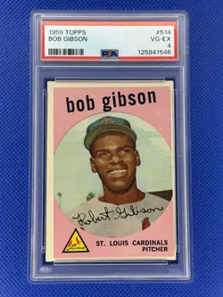 1959 Topps #514 BOB GIBSON RC Cardinals HOF Rookie Card PSA 4 VG-EX New Case - Image 1