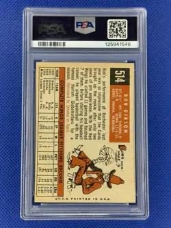 1959 Topps #514 BOB GIBSON RC Cardinals HOF Rookie Card PSA 4 VG-EX New Case - Image 3