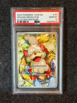 2024 Pokemon TWM EN Hisuian Growlithe Illustration Rare ~ Graded 10 ~ 181/167 - Image 1