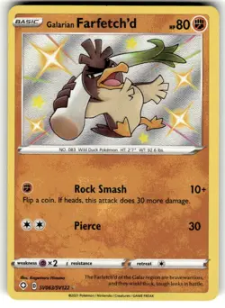 Pokemon Galarian Farfetch'd SV063 Shining Fates Shiny Ultra Rare Holo NM - Image 1