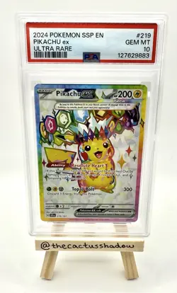 PSA 10 - Pokemon Surging Sparks Pikachu ex Ultra Rare Holo 219/191 - Image 1