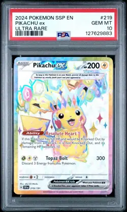 PSA 10 - Pokemon Surging Sparks Pikachu ex Ultra Rare Holo 219/191 - Image 3