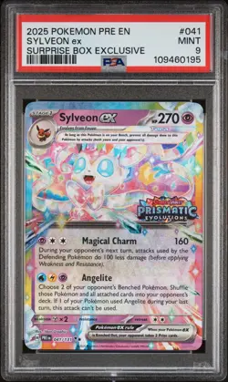 2025 POKEMON PRE EN-PRISMATIC EVOLUTIONS SURPRISE BOX EXCLUSIVE SYLVEON EX PSA 9 - Image 1