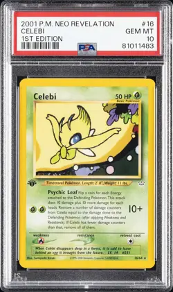 2001 POKEMON NEO REVELATION 1ST ED #16 CELEBI PSA 10 - Image 1
