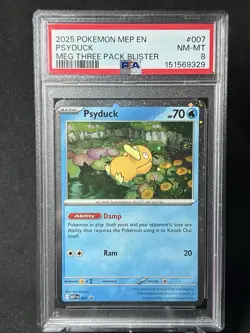 Pokemon Psyduck Black Star Promo Three Pack Blister #007 PSA 8 NM-MT - Image 1