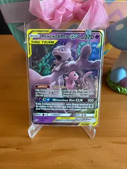 Pokemon Mewtwo & Mew GX Ultra Rare TAG TEAM Holo 71/236 SM-Unified Minds Card - Image 1