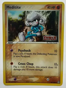 Meditite 55/108 EX Power Keepers Reverse Holo Common Stamped Pokemon Card LP/NM - Image 1