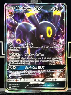 Pokemon TCG Sun & Moon Umbreon GX #80/149 Full Art Secret Rare Card VLP - Image 3