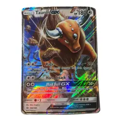Pokemon Sun & Moon Base Set Tauros GX 100/149 Ultra Rare Holo Heavily Played - Image 1