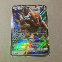 Pokemon Sun & Moon Base Set Tauros GX 100/149 Ultra Rare Holo Heavily Played - Image 2