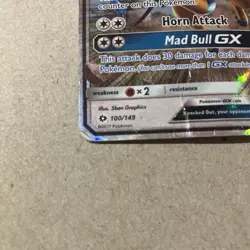 Pokemon Sun & Moon Base Set Tauros GX 100/149 Ultra Rare Holo Heavily Played - Image 3