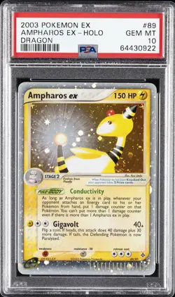 2003 POKEMON EX DRAGON #89 AMPHAROS EX-HOLO PSA 10 - Image 1
