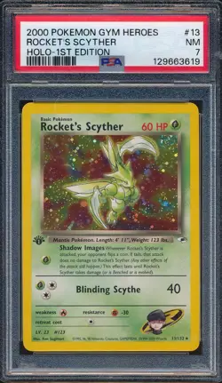 2000 Pokemon Gym Heroes 13 Rocket's Scyther Holo 1st Edition PSA 7 SWIRL - 3619 - Image 1