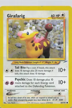 Pokemon TCG Girafarig 66/105 Neo Destiny WOTC Yuka Morii - Image 1