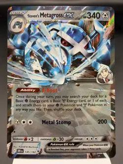 Stevens’s Metagross ex 145/182 - Ultra Rare - Destined Rivals Pokemon Card MINT - Image 1