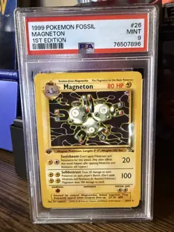 1999 Pokemon TCG Fossil 1st Edition Magneton Non-Holo Card PSA 9 Mint 26/62 - Image 1