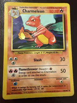 Pokemon TCG Charmeleon Card 024/102 Regular Base Set 1999 LP - Image 1