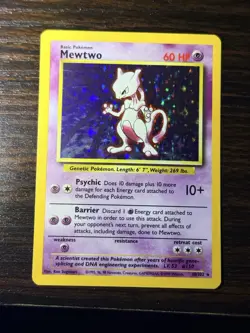 Mewtwo 10/102 Base Set Holo Rare Basic HP60 Pokemon TCG Card English WotC - Image 1