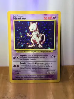Mewtwo 10/102 Base Set Holo Rare Basic HP60 Pokemon TCG Card English WotC - Image 2