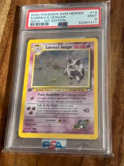 Pokemon Gym Heroes 2000 Sabrina's Gengar 1st Edition Holo Card PSA 9 - Image 1