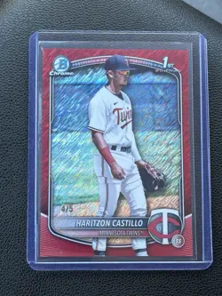2025 Bowman Chrome Haritzon Castillo Red Shimmer Refractor /5 1st BCP-161 Twins - Image 1