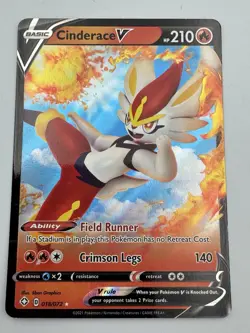 Holo Cinderace V 018/072 Ultra Rare Shining Fates Pokemon TCG - LP - Image 2