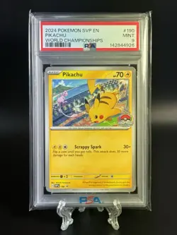 2024 Pokemon Black Star Promo Pikachu World Championships #190 PSA 9 - Image 1