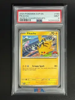 2024 Pokemon Black Star Promo Pikachu World Championships #190 PSA 9 - Image 2