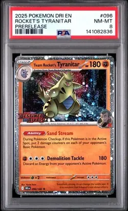Team Rocket's Tyranitar *PSA 8* Pre-Release Holo *Destined Rivals* #96 * Pokemon - Image 1