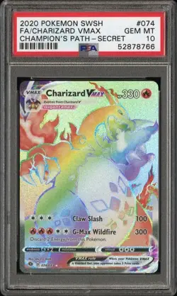 2020 POKEMON SWORD & SHIELD CHAMPION'S PATH #074 FULL ART/CHARIZARD VMAX PSA 10 - Image 1