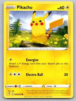 Pikachu 049/203 Common Evolving Skies Pokemon Near Mint - Image 1