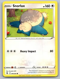 Snorlax 206/264 Common Fusion Strike Pokemon Near Mint - Image 1